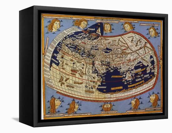 Old Map of the World Ptolemaic World, 1482-null-Framed Stretched Canvas