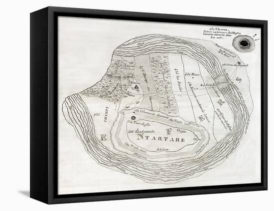 Old Map Of Underworld, Such As Described In The Aeneid Sixth Book-marzolino-Framed Stretched Canvas