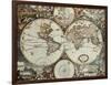 Old Map Of World Hemispheres. Created By Frederick De Wit, Published In Amsterdam, 1668-marzolino-Framed Art Print