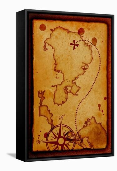 Old Map With A Compass On It-molodec-Framed Stretched Canvas