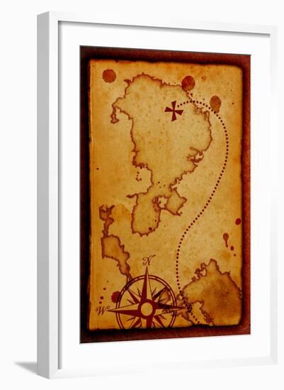 Old Map With A Compass On It-molodec-Framed Art Print