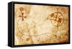 Old Map With A Compass On It-molodec-Framed Stretched Canvas