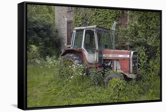 Old Massey Ferguson 698T Tractor Outside Farm Building, Norfolk, UK, June 2014-Ernie Janes-Framed Stretched Canvas