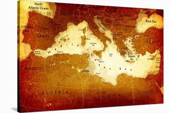 Old Mediterranean Map-goliath-Stretched Canvas