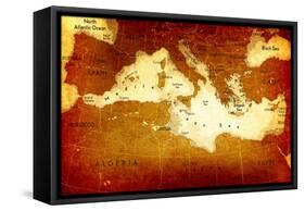 Old Mediterranean Map-goliath-Framed Stretched Canvas