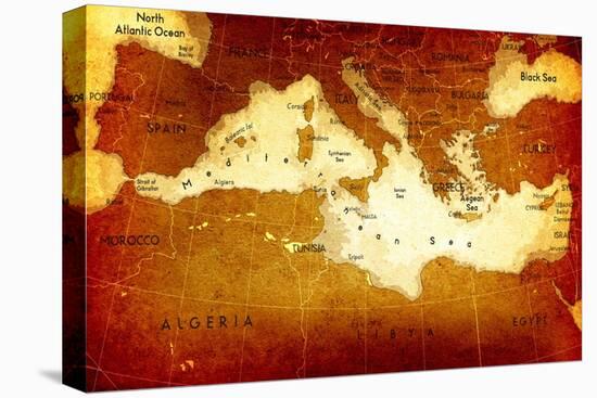 Old Mediterranean Map-goliath-Stretched Canvas