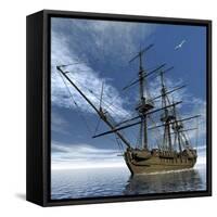 Old Meduse Frigate of the French Navy Navigating the Ocean by Day-Stocktrek Images-Framed Stretched Canvas