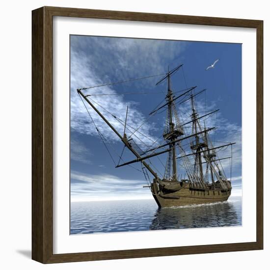 Old Meduse Frigate of the French Navy Navigating the Ocean by Day-Stocktrek Images-Framed Art Print