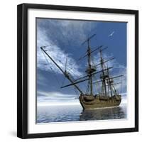 Old Meduse Frigate of the French Navy Navigating the Ocean by Day-Stocktrek Images-Framed Art Print