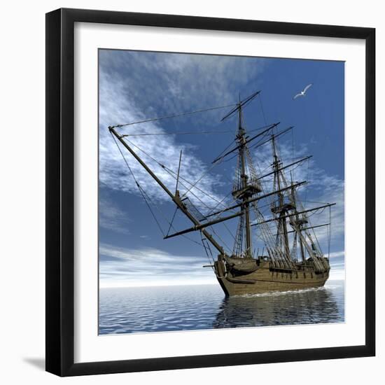 Old Meduse Frigate of the French Navy Navigating the Ocean by Day-Stocktrek Images-Framed Art Print