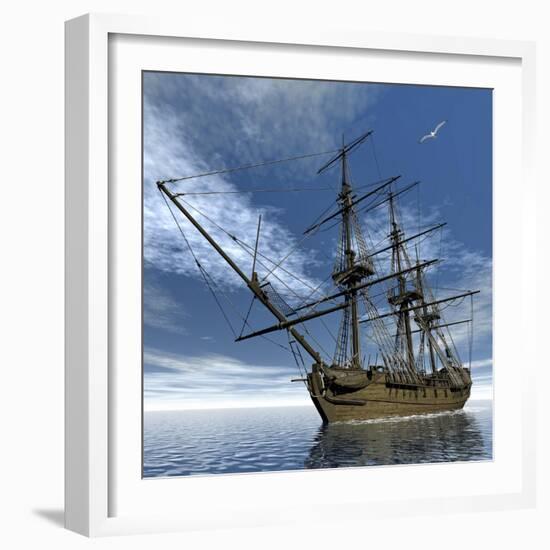 Old Meduse Frigate of the French Navy Navigating the Ocean by Day-Stocktrek Images-Framed Art Print