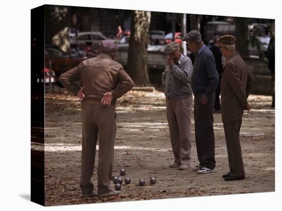 Old Men Playing Petanque, Nimes, Gard, Provence, France-John Miller-Stretched Canvas