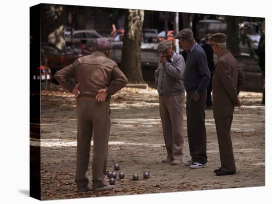 Old Men Playing Petanque, Nimes, Gard, Provence, France-John Miller-Stretched Canvas