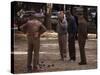 Old Men Playing Petanque, Nimes, Gard, Provence, France-John Miller-Stretched Canvas