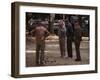 Old Men Playing Petanque, Nimes, Gard, Provence, France-John Miller-Framed Premium Photographic Print