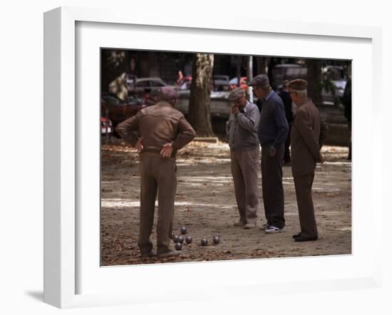 Old Men Playing Petanque, Nimes, Gard, Provence, France-John Miller-Framed Photographic Print