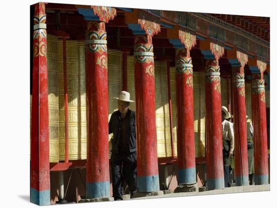 Old Men Turning Prayer Wheels, Tagong Temple, Tagong, Sichuan, China-Porteous Rod-Stretched Canvas