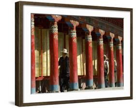 Old Men Turning Prayer Wheels, Tagong Temple, Tagong, Sichuan, China-Porteous Rod-Framed Photographic Print