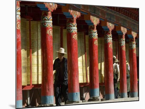 Old Men Turning Prayer Wheels, Tagong Temple, Tagong, Sichuan, China-Porteous Rod-Mounted Photographic Print
