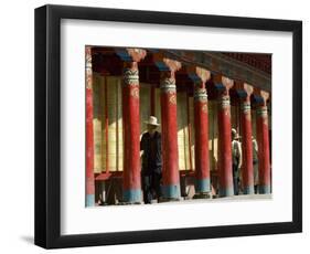 Old Men Turning Prayer Wheels, Tagong Temple, Tagong, Sichuan, China-Porteous Rod-Framed Photographic Print