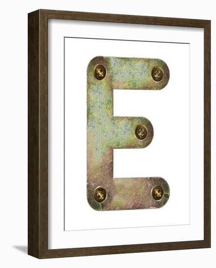 Old Metal Alphabet Letter E-donatas1205-Framed Art Print