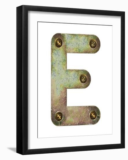 Old Metal Alphabet Letter E-donatas1205-Framed Art Print