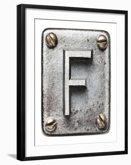 Old Metal Alphabet Letter F-donatas1205-Framed Art Print