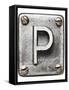 Old Metal Alphabet Letter P-donatas1205-Framed Stretched Canvas