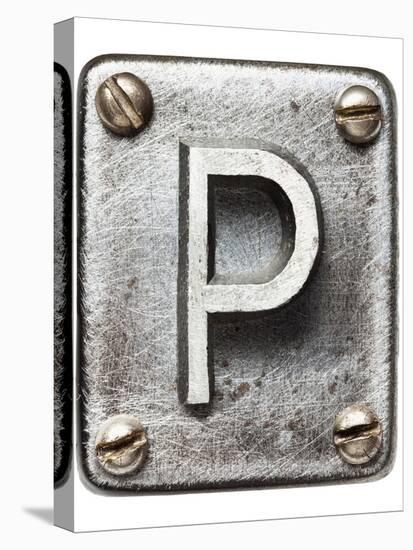 Old Metal Alphabet Letter P-donatas1205-Stretched Canvas