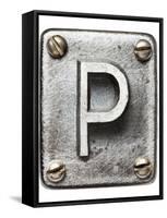 Old Metal Alphabet Letter P-donatas1205-Framed Stretched Canvas