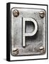 Old Metal Alphabet Letter P-donatas1205-Framed Stretched Canvas