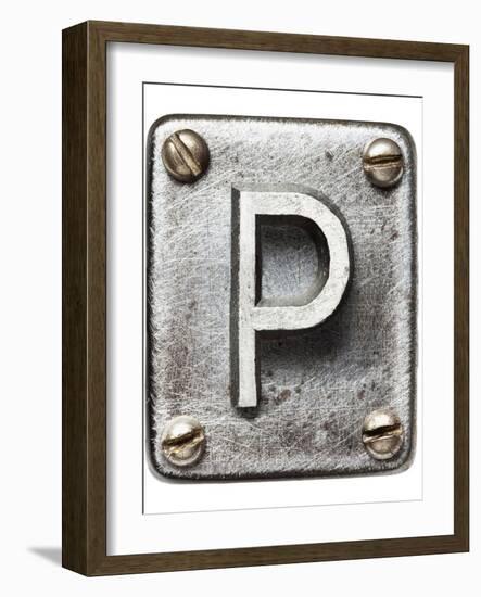 Old Metal Alphabet Letter P-donatas1205-Framed Art Print