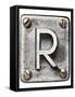 Old Metal Alphabet Letter R-donatas1205-Framed Stretched Canvas