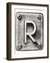 Old Metal Alphabet Letter R-donatas1205-Framed Art Print