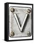 Old Metal Alphabet Letter V-donatas1205-Framed Stretched Canvas