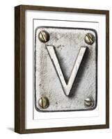 Old Metal Alphabet Letter V-donatas1205-Framed Art Print