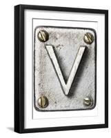 Old Metal Alphabet Letter V-donatas1205-Framed Art Print