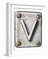 Old Metal Alphabet Letter V-donatas1205-Framed Art Print