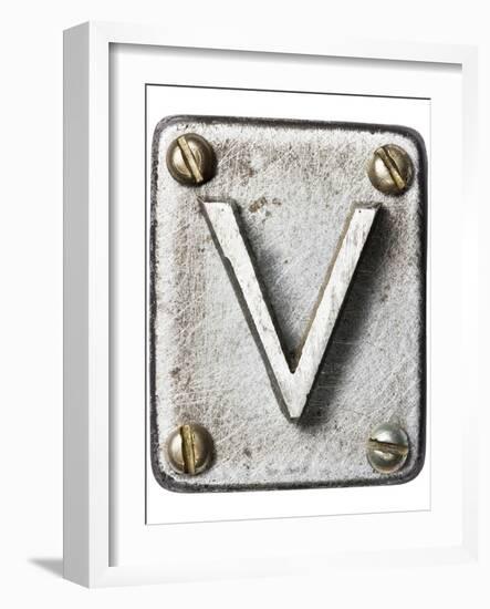 Old Metal Alphabet Letter V-donatas1205-Framed Art Print