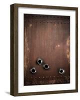 Old Metal Background With Bullet Holes-Andrey_Kuzmin-Framed Art Print