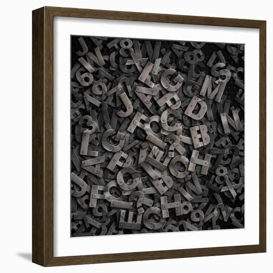 Old Metal Letters Background-Andrey_Kuzmin-Framed Art Print