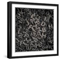 Old Metal Letters Background-Andrey_Kuzmin-Framed Art Print