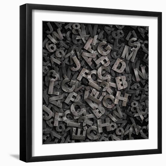 Old Metal Letters Background-Andrey_Kuzmin-Framed Art Print