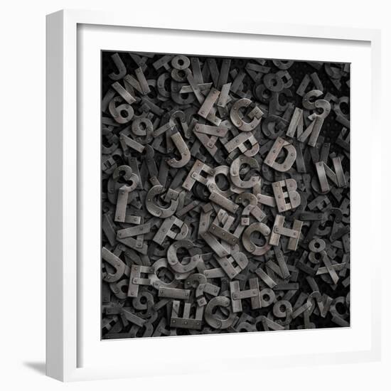 Old Metal Letters Background-Andrey_Kuzmin-Framed Art Print