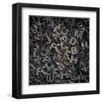 Old Metal Letters Background-Andrey_Kuzmin-Framed Art Print