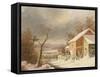 Old Mill in Winter, 1861-George Henry Durrie-Framed Stretched Canvas