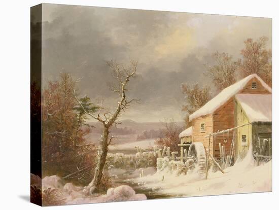 Old Mill in Winter, 1861-George Henry Durrie-Stretched Canvas