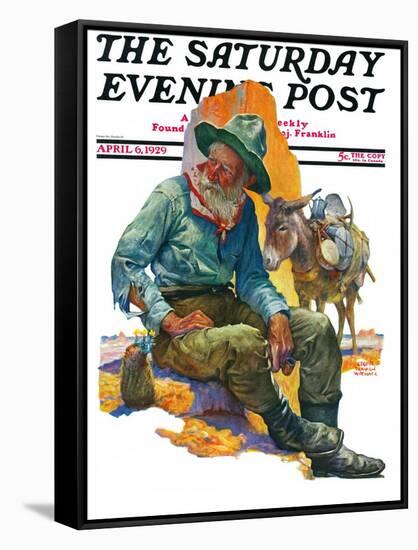 "Old Miner," Saturday Evening Post Cover, April 6, 1929-Edgar Franklin Wittmack-Framed Stretched Canvas