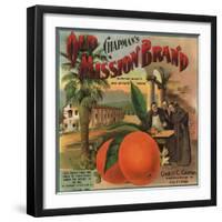 Old Mission Brand - Placentia, California - Citrus Crate Label-Lantern Press-Framed Art Print