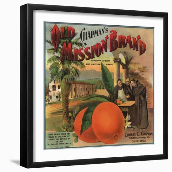 Old Mission Brand - Placentia, California - Citrus Crate Label-Lantern Press-Framed Art Print